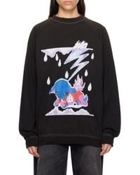 we11done - Graphic-Print Cotton Hoodie - Lyst