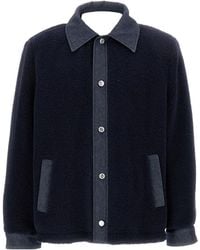 A.P.C. - Will Fleece Denim-Panel Jacket - Lyst