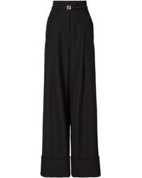 Fendi - Ff Buckle Belt Wide-Leg Pants - Lyst