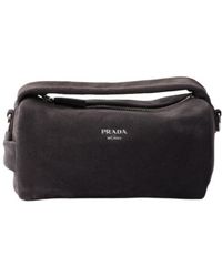 Prada - Suede Leather Shoulder Bag - Lyst