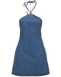 GIUSEPPE DI MORABITO - Embellished Cotton Denim Mini Dress - Lyst