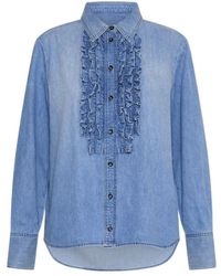 Marella - Ruched Denim Shirt - Lyst