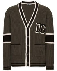 Dolce & Gabbana - Wool Fisherman's Rib-Knit Cardigan With Dg Logo Patch - Lyst
