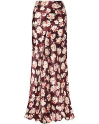 Rabanne - Floral-Pattern Silk Maxi Skirt - Lyst