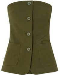STAUD - Strapless Twill Bustier Top - Lyst