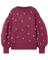 ALÉMAIS - Pompomembellished Knitted Sweater - Lyst