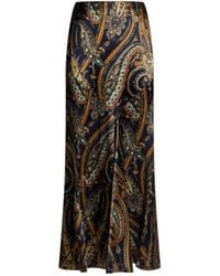 Etro - Paisley Printed Satin Maxi Skirt - Lyst