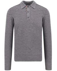 Burberry - Long Sleeved Knitted Polo Shirt - Lyst