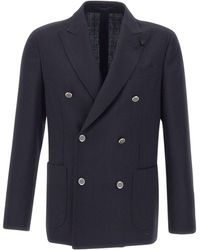 Lardini - Herringbone Double-Breasted Jacket - Lyst
