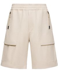 Moncler - Cotton Linen Blend Shorts - Lyst