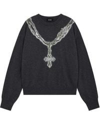 we11done - Cross Necklace Long-Sleeve Wool Knit Sweater - Lyst