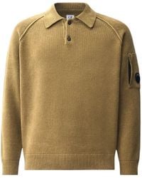 C.P. Company - Chenille Polo Knitted Top - Lyst