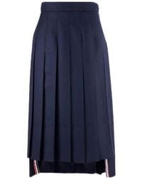 Thom Browne - Rwb Stripe Pleated Midi Skirt - Lyst