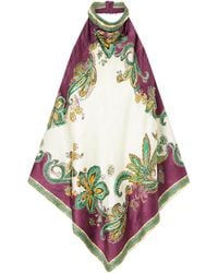 ALÉMAIS - Floral-Print Satin-Jacquard Halterneck Top - Lyst