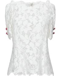 Dolce & Gabbana - Solid Color Lace Short Sleeve Top - Lyst