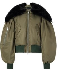 Simone Rocha - Hooded Cropped Plush-Trimmed Shell Bomber Jacket - Lyst