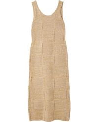 AURALEE - Paneled Cotton And Linen-Blend Knitted Midi Dress - Lyst