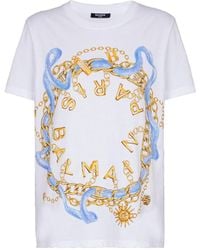 Balmain - T-Shirt With Colorful Print - Lyst