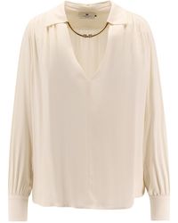 Elisabetta Franchi - Jewel Detailed Georgette Blouse - Lyst