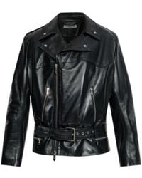 Alessandra Rich - Long-Sleeved Leather Jacket - Lyst