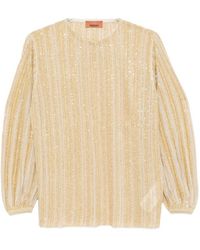 Missoni - Embellished Crewneck Balloon-Sleeved Blouse - Lyst