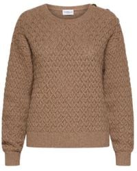 Marella - Merino Wool Crew-Neck Jumper With Bijou Buttons - Lyst