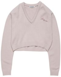 Acne Studios - Logo Embroidered V-Neck Knitted Jumper - Lyst
