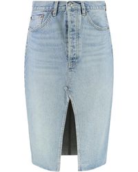 RE/DONE - Frayed Hem Denim Skirt - Lyst
