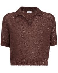 Brunello Cucinelli - Sequin Embellished Polo Top - Lyst