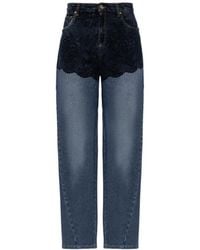 Blumarine - Lace-Print Jeans - Lyst