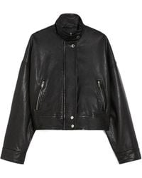 Weekend by Maxmara - Washed Nappa-Leather Bomber Jacket - Lyst