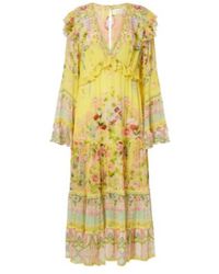 CAMILLA - Printed Ruffled Silk Chiffon Midi Dress - Lyst