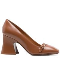Chloé - 75Mm Janis Buckle-Detail Flared Pumps - Lyst