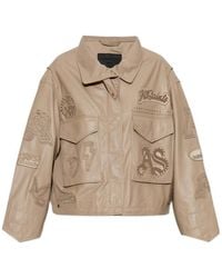AllSaints - Long-Sleeved Leather Jacket - Lyst