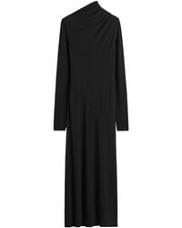 TOTEME - Totême Long Sleeved Asymmetric Neck Draped Dress - Lyst
