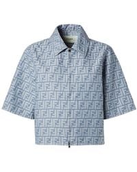 Fendi - Ff Chambray Zipped Cropped Jacket - Lyst