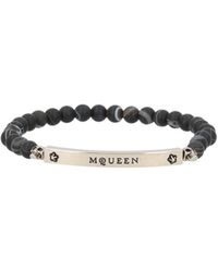 McQueen - Logo Bar Beaded Bracelet - Lyst