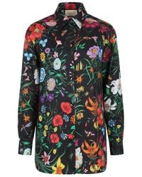 Gucci - Printed Silk Twill Shirt - Lyst
