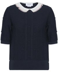 Thom Browne - Lace-Trim Knitted T-Shirt - Lyst