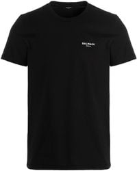 Balmain - Flocked Logo Crewneck T-Shirt - Lyst