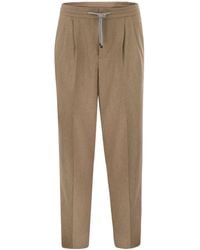 Brunello Cucinelli - Pleated Drawstring Trousers - Lyst