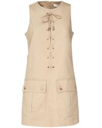 Chloé - Cotton Satin Lace-Up Pinafore Dress - Lyst