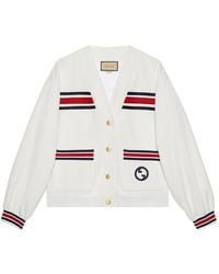 Gucci - Web-Striped V-Neck Cardigan - Lyst