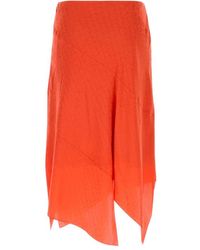 【送料&関税込】Fendi Asymmetrical Hem Midi Skirt Fendi Asymmetrical Midi Skirt in Blue | Lyst