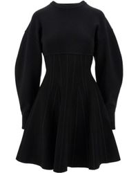 McQueen - Long Sleeved Crewneck Mini Dress - Lyst