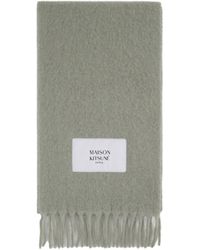 Maison Kitsuné - Maison Kitsuné Logo Patch Fringed Knit Scarf - Lyst