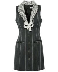 Alessandra Rich - Pinstripe Wool-Blend Minidress - Lyst