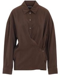 Lemaire - Twist Detailed Straight Hem Shirt - Lyst