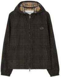 Burberry - Check Cotton Newport Hooded Jacket - Lyst