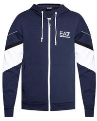 EA7 - Zip-Front Logo-Print Hoodie - Lyst